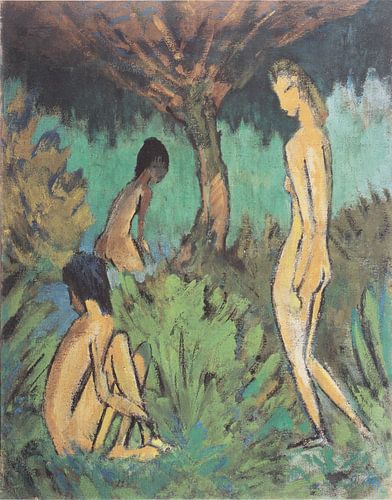 Drie naakten onder een boom, Otto Mueller - ca.1913