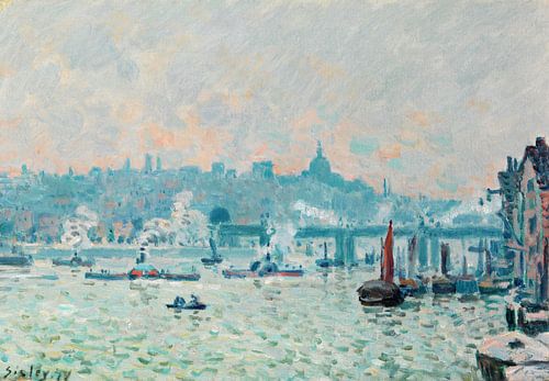 Alfred Sisley,Uitzicht op de Thames-Charing Cross Bridge