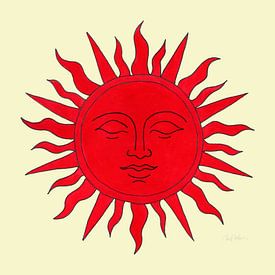 The Sun That Sees – Vintage Solar Engraving – Soft Vintage Yellow by Piret Victoria Ribas Art & Photography