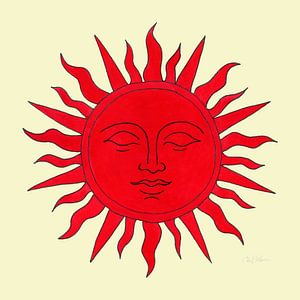 Le soleil qui voit – Gravure solaire vintage – Jaune vintage doux