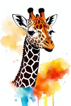 Giraffe colouring game by De Muurdecoratie