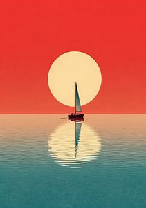 Sailboat Sea Ocean Maritime Nautical Sailing Poster Moon by Niklas Maximilian
