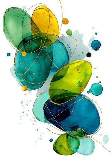 Abstractie modern schilderij vormen en kleuren inkt