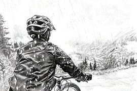 Radfahrer im Schnee von Frank Heinz