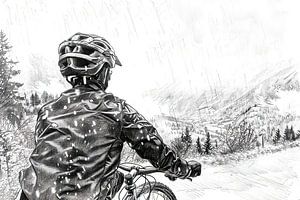 Radfahrer im Schnee