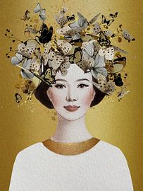 Frau mit Schmetterlingen: Madame Butterfly von Studio Pieternel