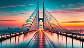 Brug met zonsondergang