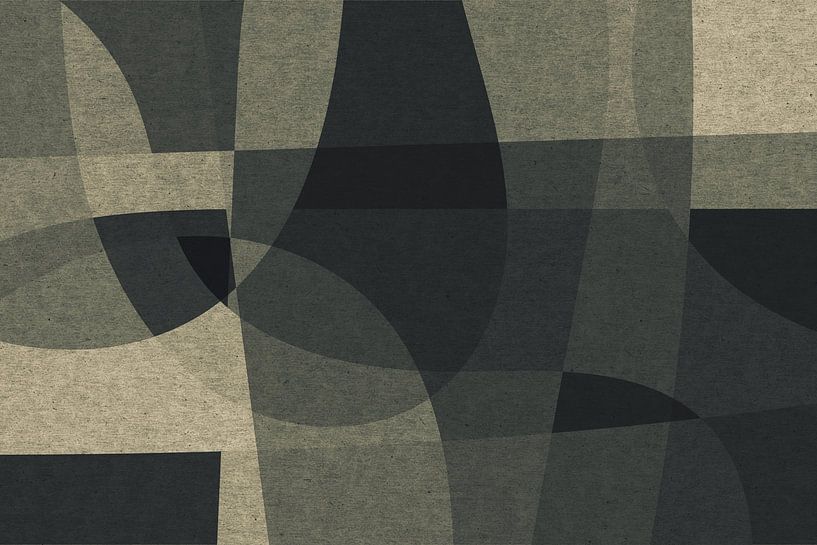 Abstract organic shapes and lines. Retro style geometric art in grey VI by Dina Dankers