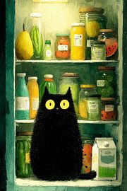 Black cat in the fridge by Erika Kaisersot