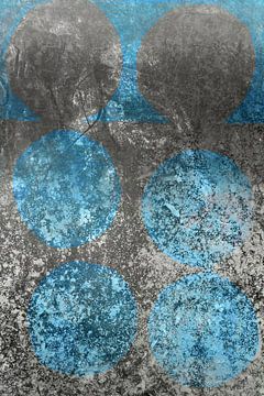 Modern abstract expressionism. Minimalist shapes in blue and grey by Dina Dankers