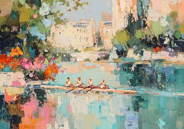 Des rameurs sur une eau calme