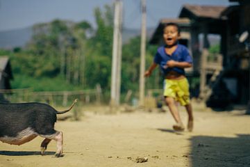 Boy vs. piglet by Floris Verweij