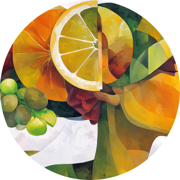 Vrouw met vruchtenhoed