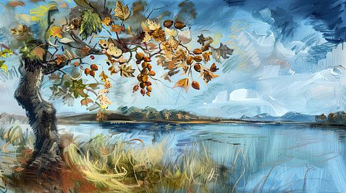 Herfst op een rustig meer