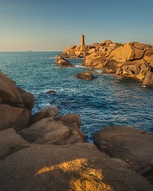 Mean Ruz Lighthouse Sunset Pink Granite Coast Brittany by Stefano Orazzini