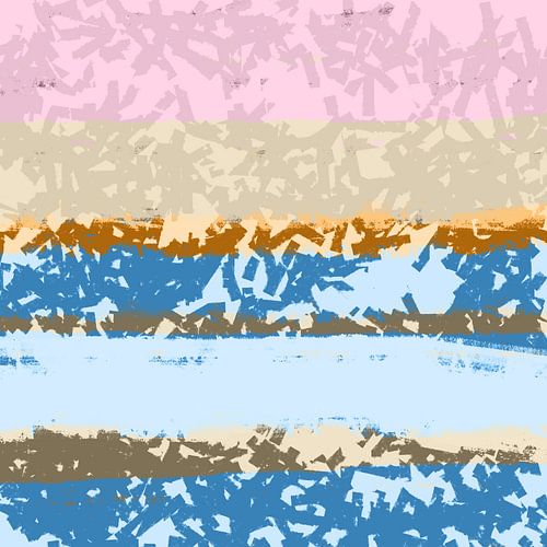 Formes et lignes de couleur. Paysage abstrait moderne aux couleurs pastel. Lac