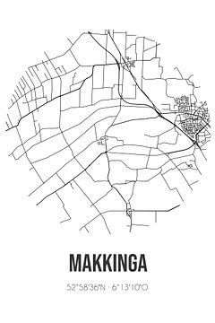 Makkinga (Fryslan) | Map | Black and white by Rezona