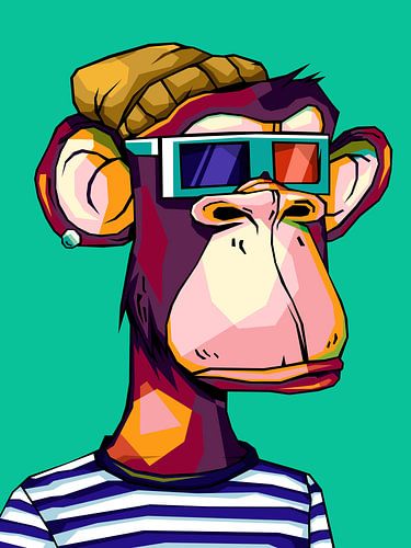 The monkey, a popular animal, in a great pop art poster.