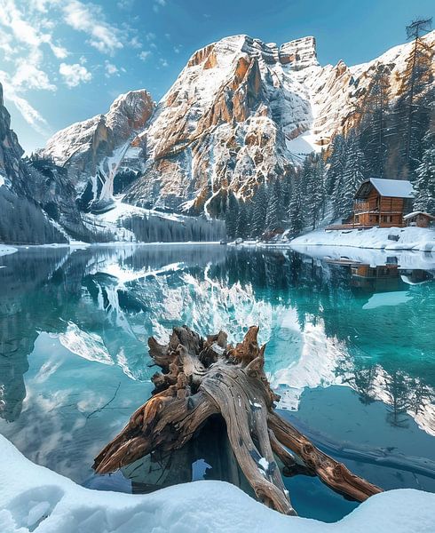 Hütte am Bergsee von fernlichtsicht