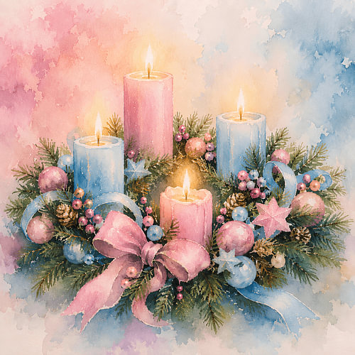 Adventskranz in Pastell