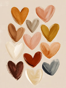 Coeurs doux dans les tons de terre
