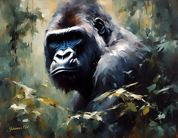 Wilde dieren - Geabstraheerd surrealisme - Gorilla 2 van Johanna's Art