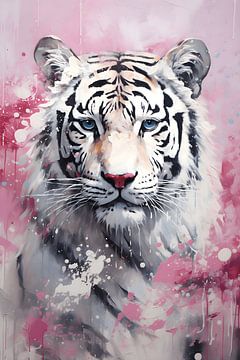 Tigre en rose sur Uncoloredx12