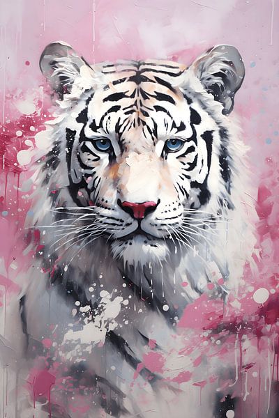 Tijger in roze van NJ Midnight Studio