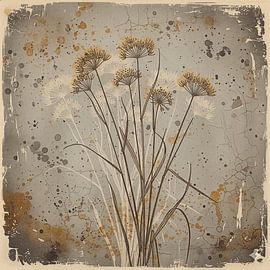 Botanical umbellate flowers in vintage shades of grey by Studio Pieternel