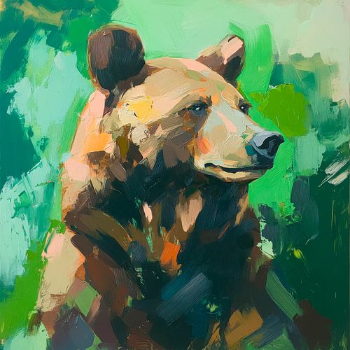 Beer in het groen - Expressief kunstwerk