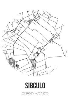 Sibculo (Overijssel) | Karte | Schwarz und Weiß von Rezona