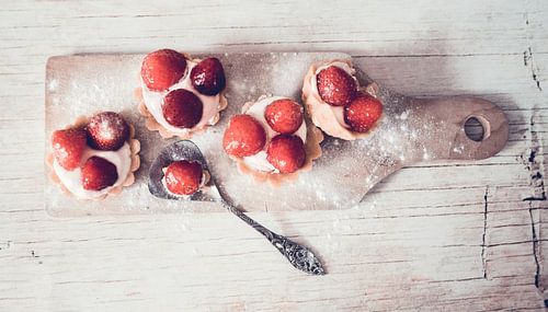 aardbeien taarten, voedsel fotografie