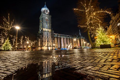 The big church of Deventer in the evening