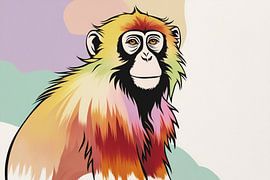 Singe coloré dans un dessin abstrait sur Art & Soul Creations