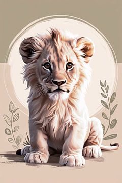 Schattige leeuwenwelp digitale kunst van Art & Soul Creations
