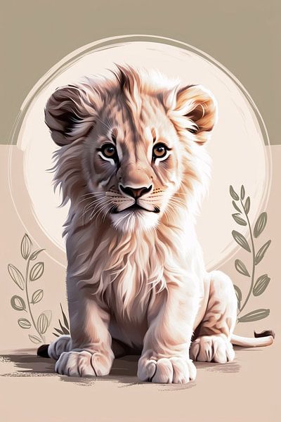 Schattige leeuwenwelp digitale kunst van Art & Soul Creations