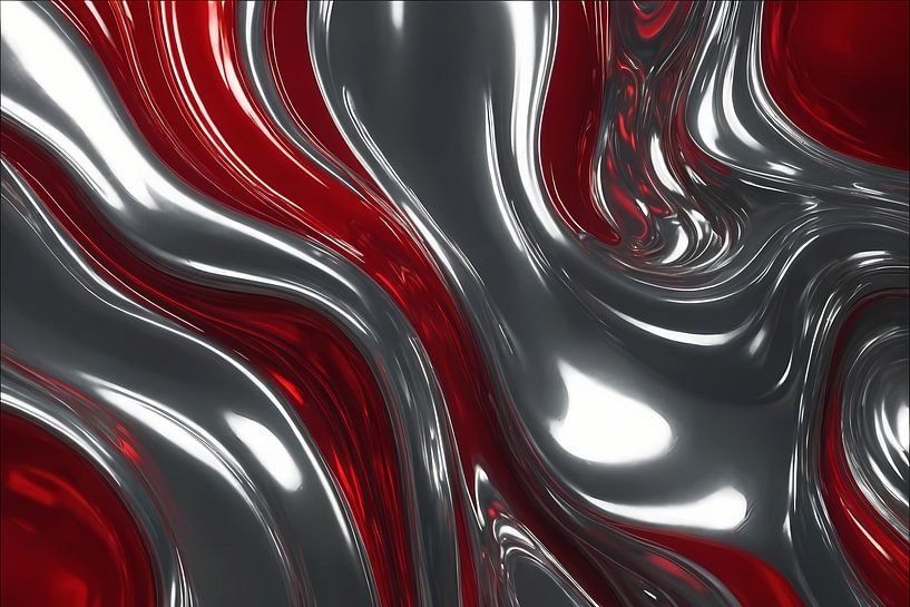 Danse abstraite d'argent et de rouge par Art & Soul Creations