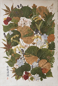 Wabi-Sabi-Kunst: Collage aus getrockneten Herbstblättern