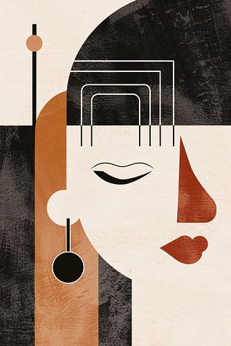 Geometrisch Profiel van een Vrouw in Art Deco