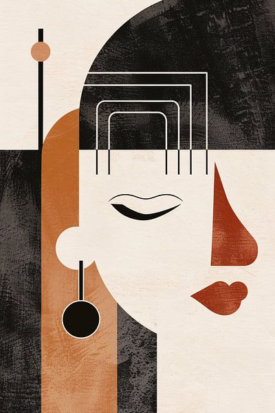 Profil géométrique d'une femme en Art déco par Art & Soul Creations