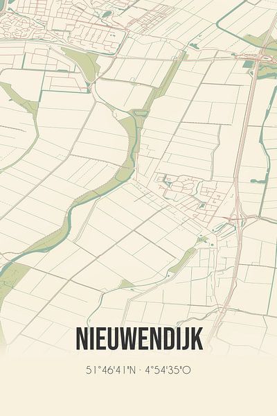 Alte Landkarte von Nieuwendijk (Nordbrabant) von Ortsdrucke