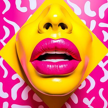 Modern Pop Colour Art Schilderij: Lippen van Surreal Media