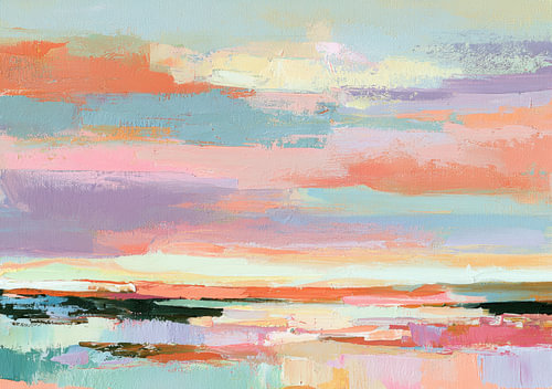 Abstract landscape with a horizon, in pastel colours