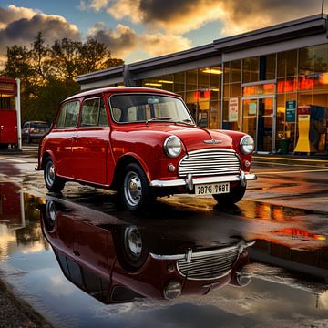 Oldtimer mini rood 04 van Ellen Reografie