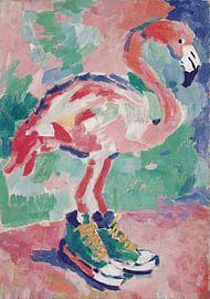 Fauvistische flamingo op sportschoenen van Niklas Maximilian