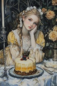 Femme rococo | Femme avec gâteau