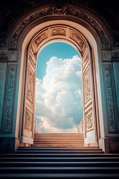 Majestic door to dreamlike clouds by Poster Art Shop
