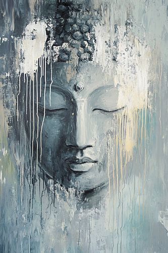 Abstract Boeddha schilderij op canvas