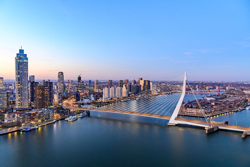 Rotterdam skyline sunset view at the Erasmusbridge by Sjoerd van der Wal Photography
