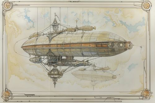 Zeppelin Above the Clouds - Dreamy Drawing
